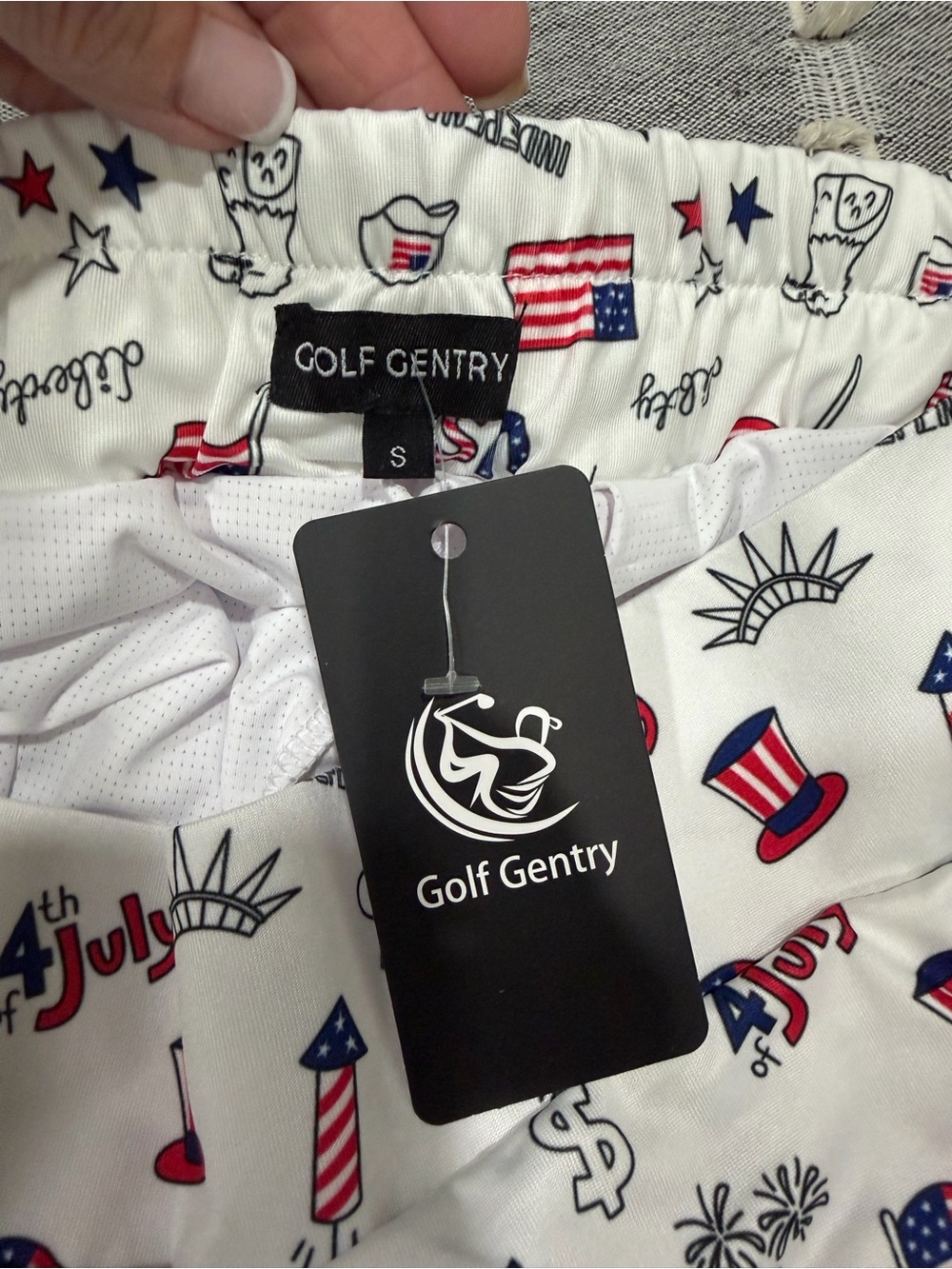 July 4th Patriotic Women's Golf Skirt with Built-In Shorts - Red/White/Blue - Picture 5 of 5